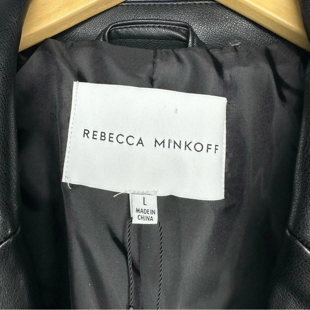 Rebecca Minkoff NWT Black Faux Leather Blazer Size Large - Picture 4 of 9